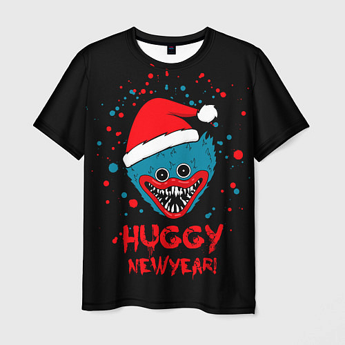 Мужская футболка Huggy New Year - Poppy Playtime новогодний Хагги В / 3D-принт – фото 1