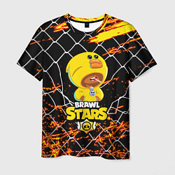 Футболка мужская BRAWL STARS SALLY LEON возле забора, цвет: 3D-принт