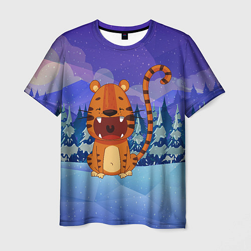 Мужская футболка Забавный тигр 2022 Новый год / 3D-принт – фото 1