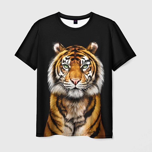 Мужская футболка Пушистый Тигр Во Тьме Символ 2022 года / 3D-принт – фото 1