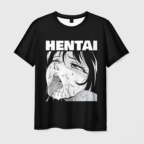 Мужская футболка HENTAI девочка ahegao / 3D-принт – фото 1