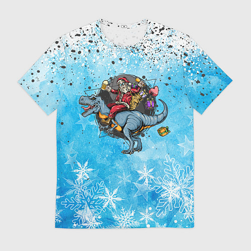 Мужская футболка Санта на дино 2024 / 3D-принт – фото 1