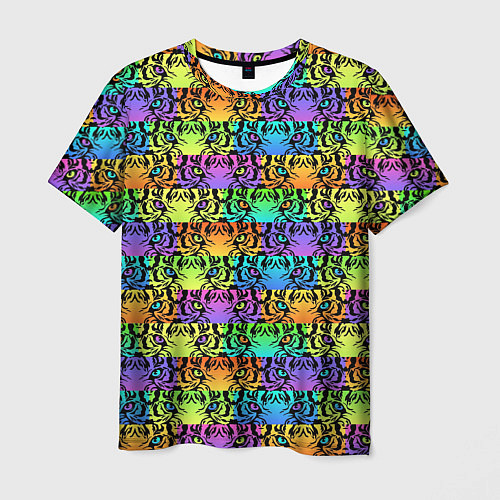 Мужская футболка Радужные Тигровые Глаза / 3D-принт – фото 1