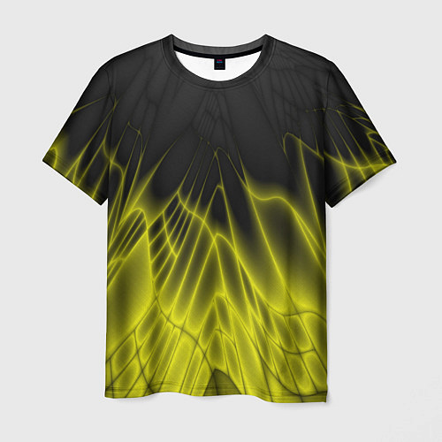 Мужская футболка Коллекция Rays Лучи Желтый и черный Абстракция 662 / 3D-принт – фото 1