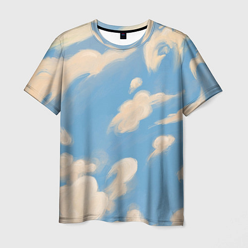 Мужская футболка Рисунок голубого неба с облаками маслом / 3D-принт – фото 1