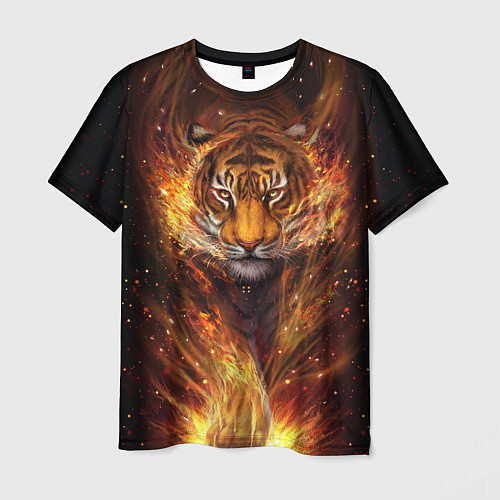 Мужская футболка Огненный тигр Сила огня / 3D-принт – фото 1