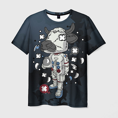 Мужская футболка Психоделическая корова-космонавт / 3D-принт – фото 1