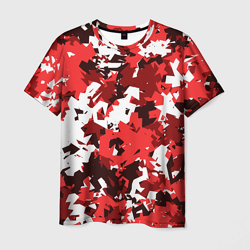 Мужская футболка Красно-белый камуфляж / 3D-принт – фото 1