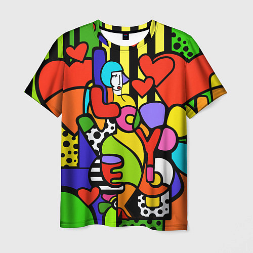 Мужская футболка Romero Britto - love you / 3D-принт – фото 1