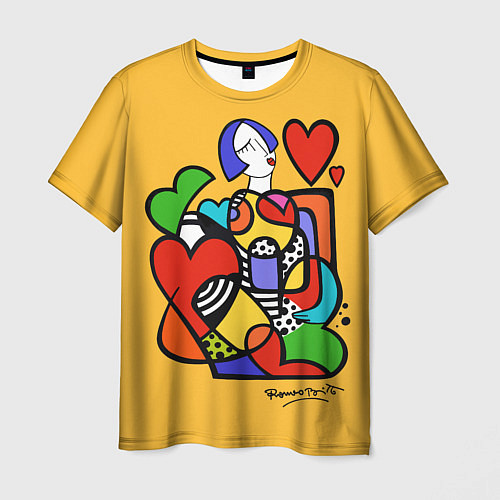 Мужская футболка Girl with hearts / 3D-принт – фото 1