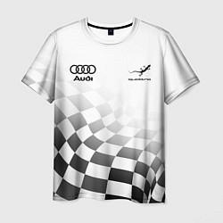Футболка мужская Audi Quattro, Ауди Кватро, Финишный флаг, цвет: 3D-принт