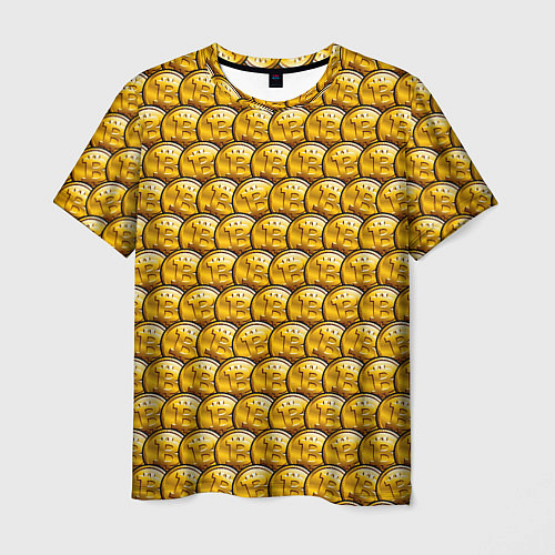 Мужская футболка Золотые Биткоины Golden Bitcoins / 3D-принт – фото 1