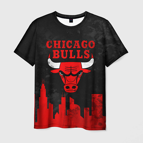 Мужская футболка Chicago Bulls, Чикаго Буллз Город / 3D-принт – фото 1