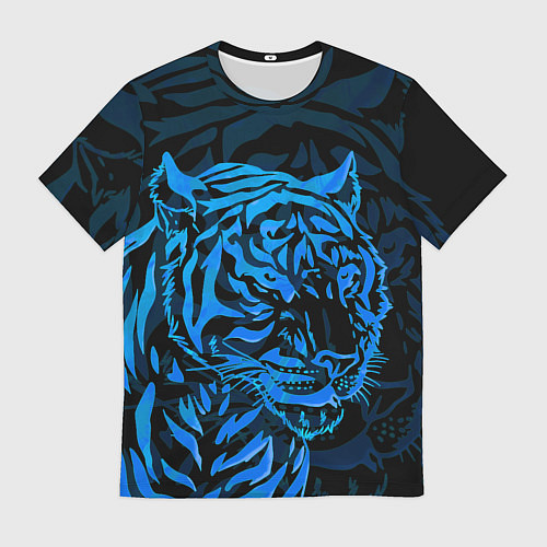 Мужская футболка Голубой тигр Blue / 3D-принт – фото 1