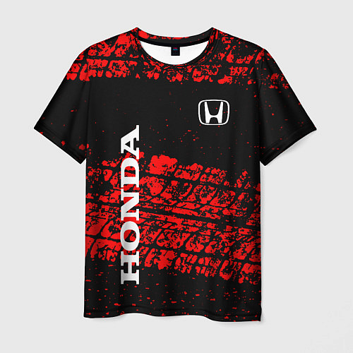 Мужская футболка Honda Следы от шин / 3D-принт – фото 1