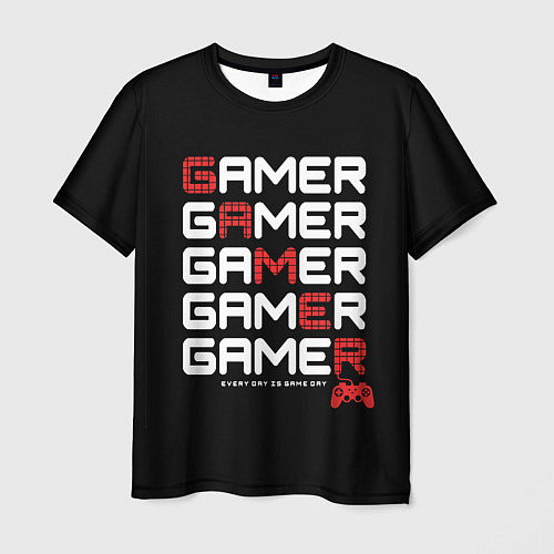 Мужская футболка GAMER - GAMER - GAMER / 3D-принт – фото 1