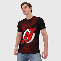 Футболка мужская New Jersey Devils, Нью Джерси Девилз, цвет: 3D-принт — фото 2