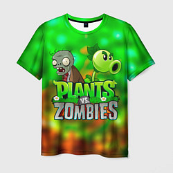 Футболка мужская Plants vs Zombies горохострел и зомби, цвет: 3D-принт