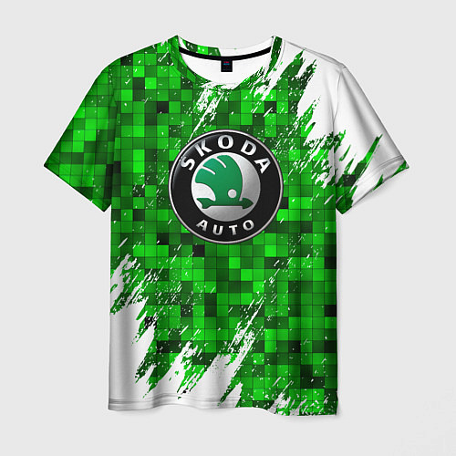 Мужская футболка Skoda green мозаика / 3D-принт – фото 1