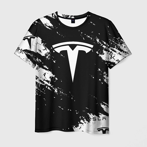 Мужская футболка Tesla logo texture / 3D-принт – фото 1