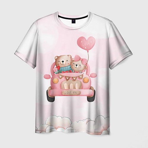Мужская футболка Влюбленные мишки на машине Свадьба / 3D-принт – фото 1