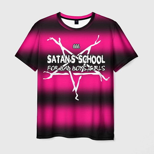 Мужская футболка Satan school for bad boys and girls pink / 3D-принт – фото 1