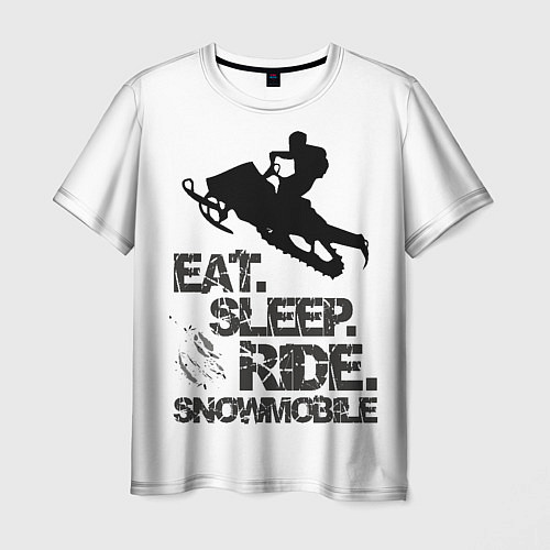 Мужская футболка EAT SLEEP RIDE SNOWMOBILE / 3D-принт – фото 1