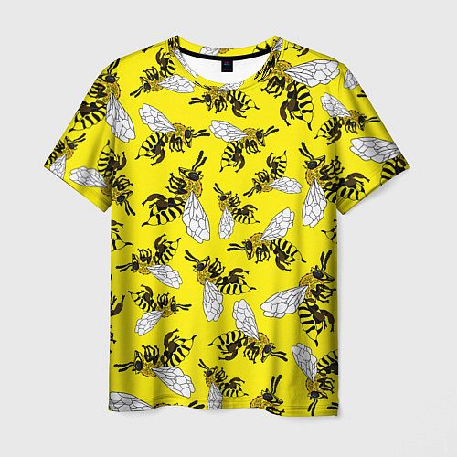 Мужская футболка Пчелы на желтом / 3D-принт – фото 1