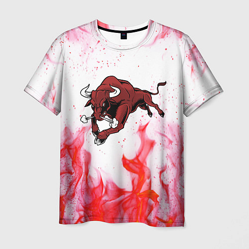 Мужская футболка Бык на красном огне / 3D-принт – фото 1