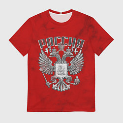 Футболка мужская ГЕРБ РОССИИ КРАСНЫЙ, цвет: 3D-принт