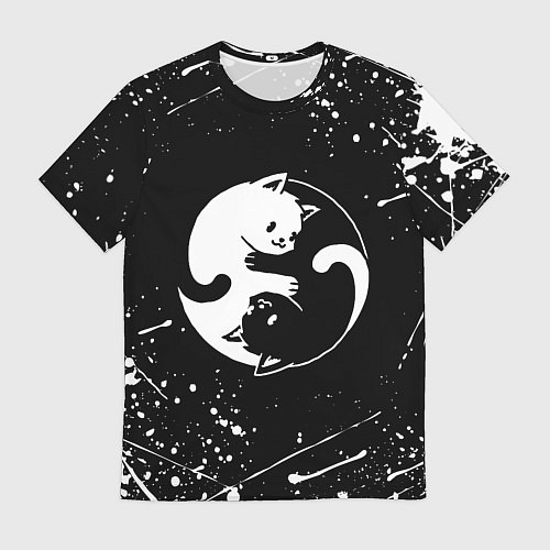 Мужская футболка ИНЬ ЯНЬ КОТИКИ БРЫЗГИ И НИЧЕГО ЛИШНЕГО / 3D-принт – фото 1