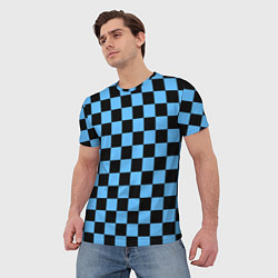 Футболка мужская Шахматная доска Синяя, цвет: 3D-принт — фото 2
