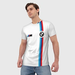Футболка мужская БМВ 3 STRIPE BMW WHITE, цвет: 3D-принт — фото 2