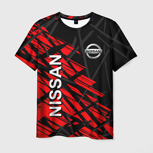 Мужская футболка Nissan Ниссан Красно черный / 3D-принт – фото 1