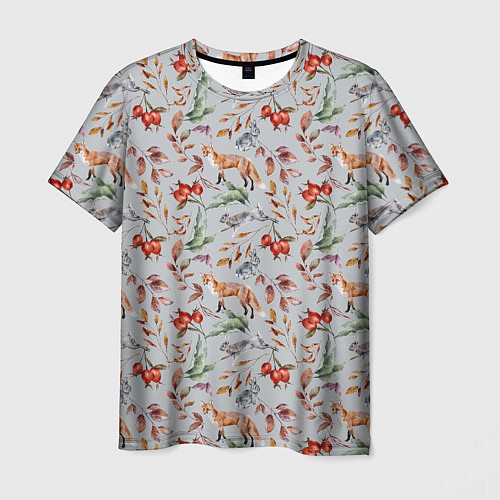 Мужская футболка Лисы и лесные ягоды / 3D-принт – фото 1