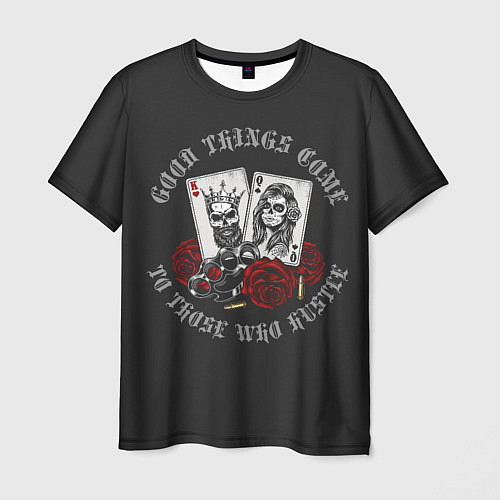 Мужская футболка Карты, Розы, Кастет gangsters / 3D-принт – фото 1