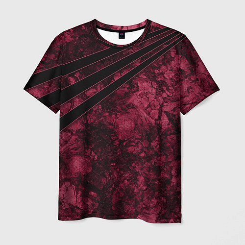 Мужская футболка Мраморный бордовый текстурированный узор / 3D-принт – фото 1