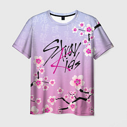 Футболка мужская Stray Kids цветы сакуры, цвет: 3D-принт