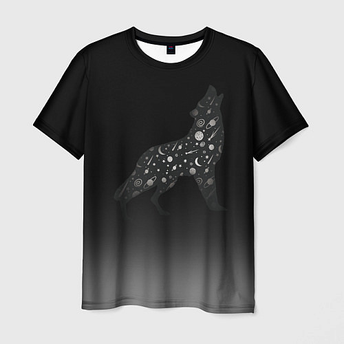 Мужская футболка Звездный черный волк / 3D-принт – фото 1