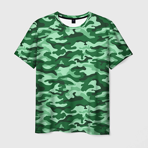 Мужская футболка Зеленый монохромный камуфляж / 3D-принт – фото 1
