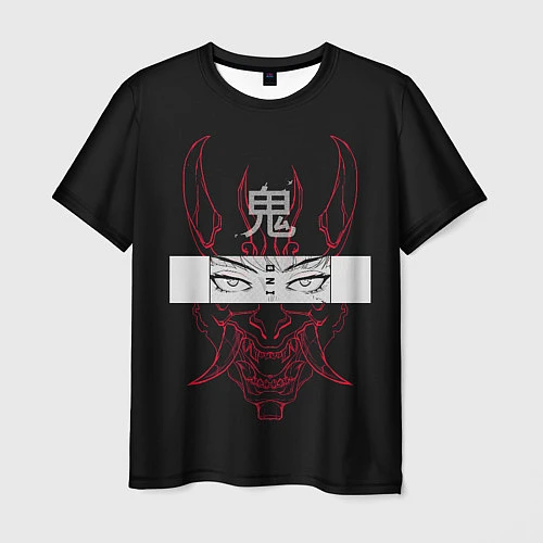 Мужская футболка Японский демон Oni / 3D-принт – фото 1