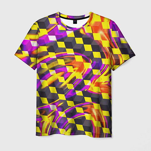 Мужская футболка Черно-желтые кубы / 3D-принт – фото 1