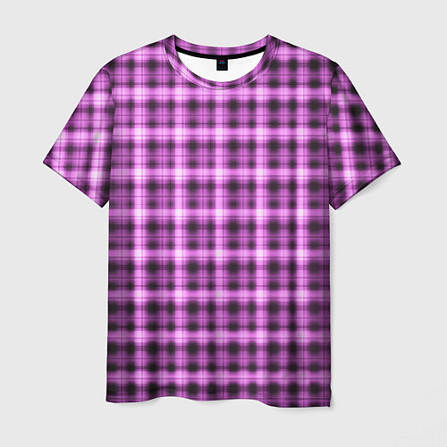Мужская футболка Неоновый узор в клетку Светящиеся квадраты, сетка / 3D-принт – фото 1
