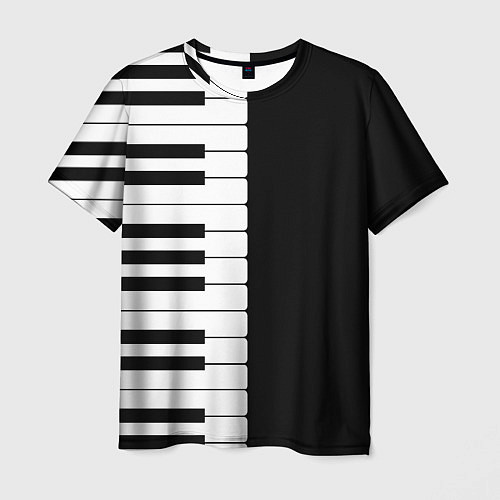 Мужская футболка Черно-Белое Пианино Piano / 3D-принт – фото 1