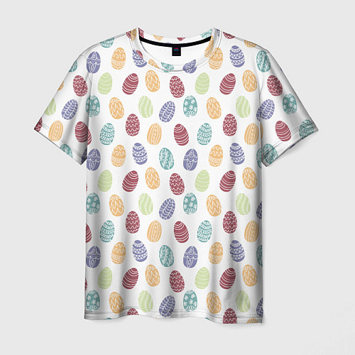 Мужская футболка Пасхальные яйца Паттерн на белом фоне / 3D-принт – фото 1