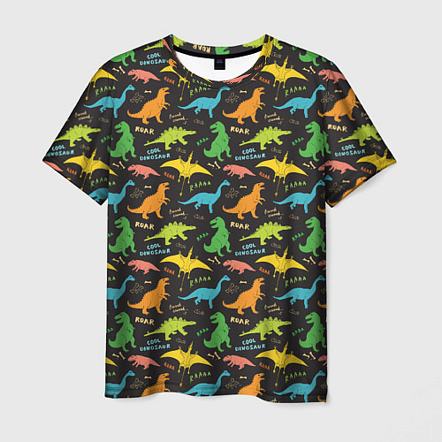 Мужская футболка Разноцветные Динозавры / 3D-принт – фото 1