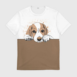 Футболка мужская Грустный Щенок Бигля, цвет: 3D-принт