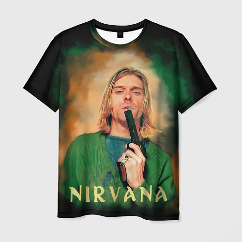 Мужская футболка Nirvana - Kurt Cobain with a gun / 3D-принт – фото 1