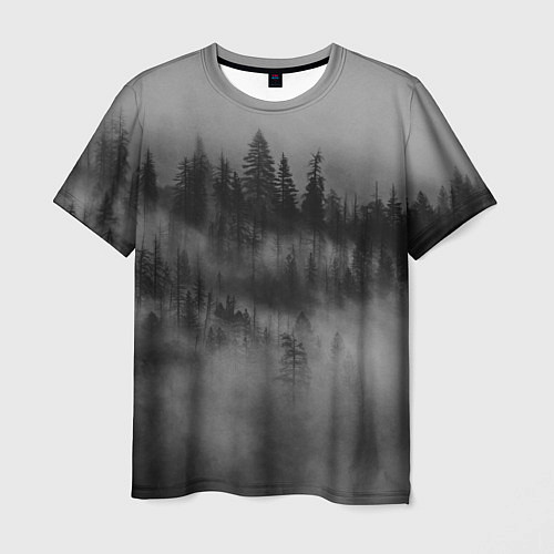 Мужская футболка Туманный лес - природа / 3D-принт – фото 1