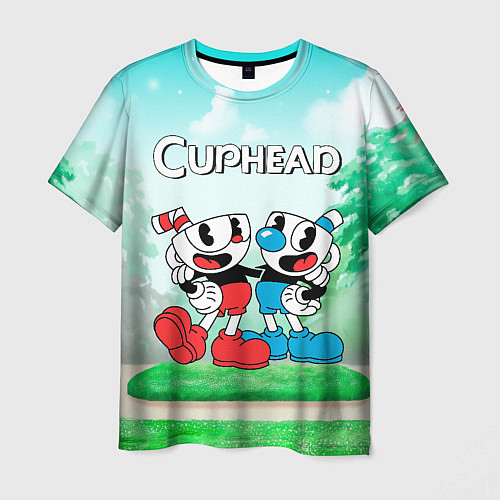 Мужская футболка Cuphead Красная и синяя чашечка / 3D-принт – фото 1